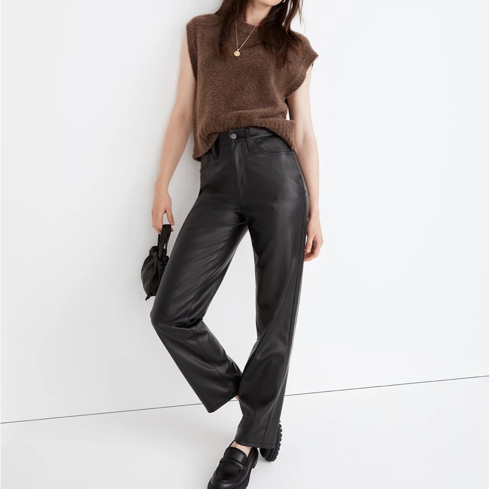 NWT Madewell Perfect Vintage Straight Jean: Faux Leather Edition